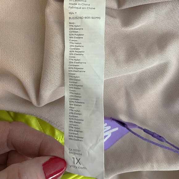 NWT YITTY Shapewear 1X Thong Bodysuit Open Bust Limelight Yellow - Picture 9 of 11